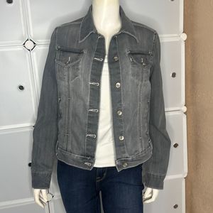 Mango MNG Denim Gray Denim Trucker Jean Jacket Size Large